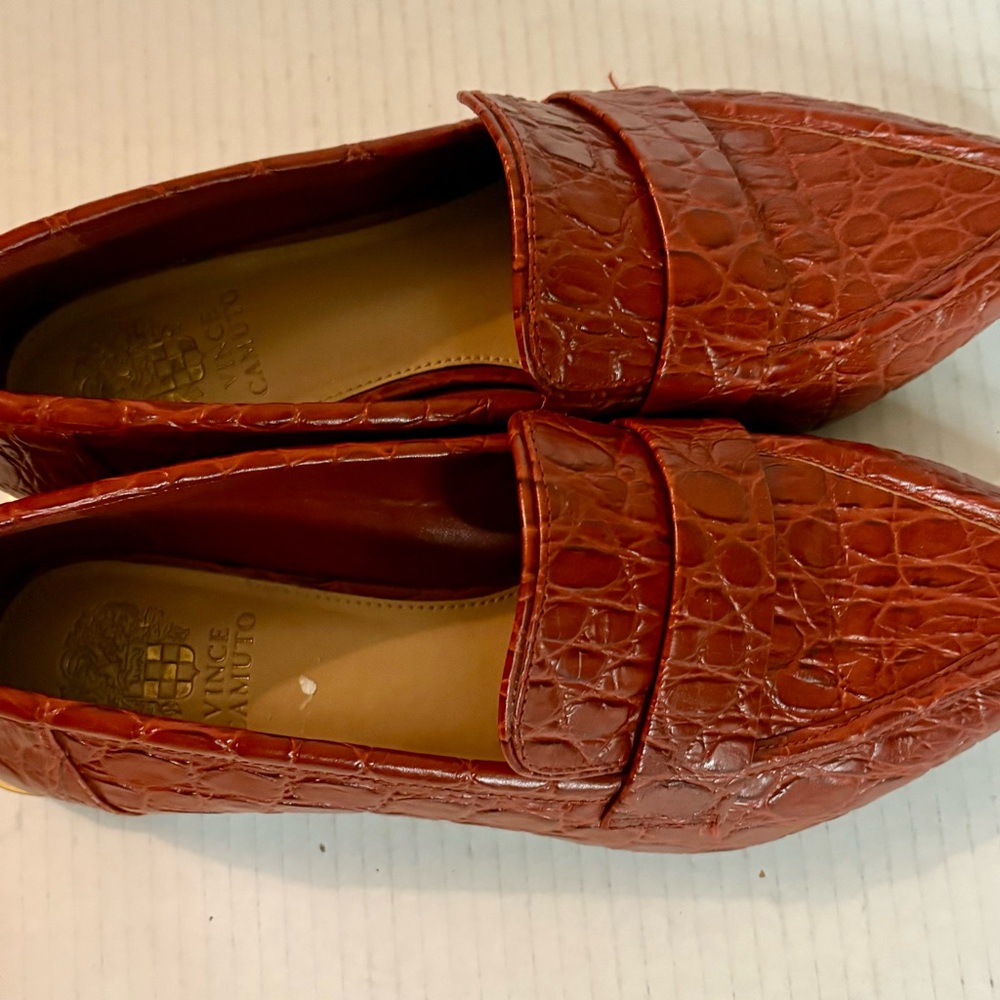 Vince Camuto Croc-Embossed Red Loafers